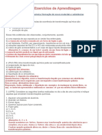 8 A - Exercícios de Aprendizagem Transformações Químicas