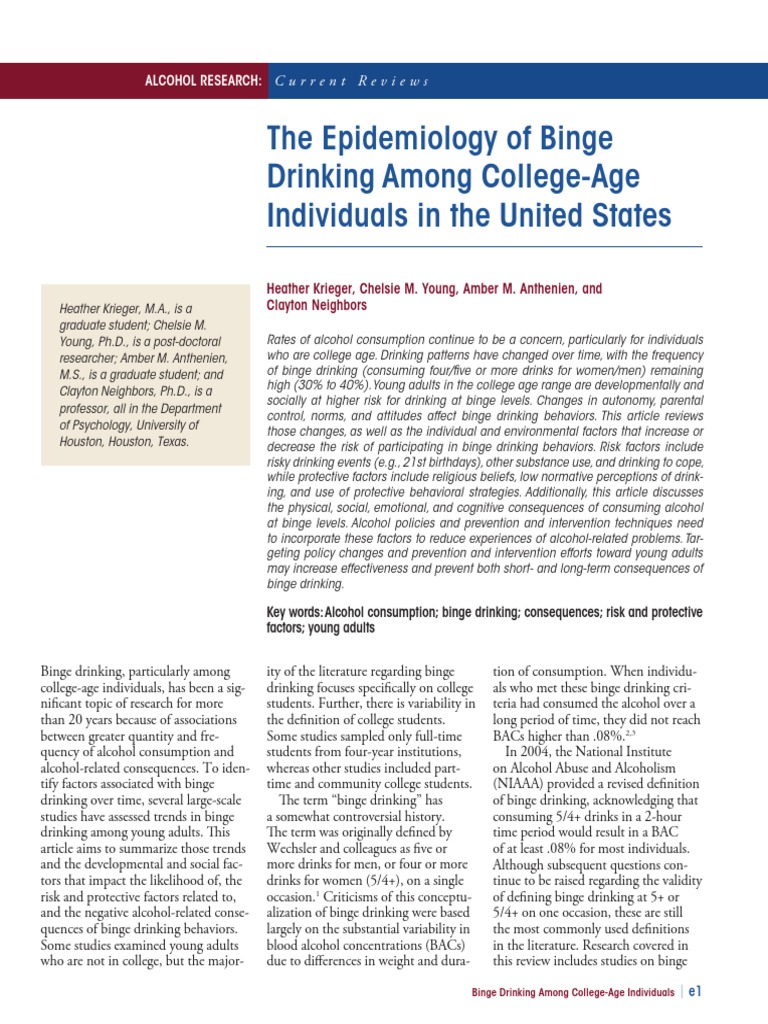 Binge Drinking Trends in College Students | PDF | Alcoholism ...