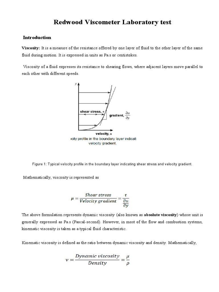 Redwood PDF Viscosity Fluid Dynamics
