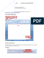 Fundamentals of ICT: Lab 3 Introduction To Microsoft Word 2007