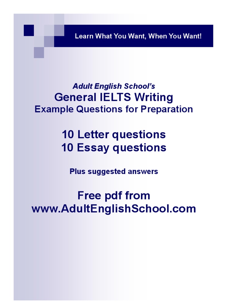 IELTS Letters Essays Questions Writing Preparation Adult English School ...