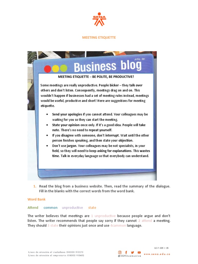 Effective Meeting Etiquette Guide | PDF | Human Communication | Cognition