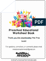 Preschool Educational Worksheet Book: For Questions, Corrections, or Comments Please Email