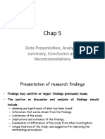 Chap 5: Data Presentation, Analysis, Summary, Conclusion and Recommendations