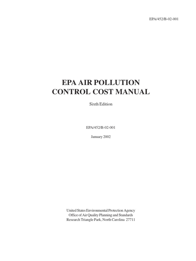 EPA Air Pollution Control Cost Manual PDF Air Pollution United