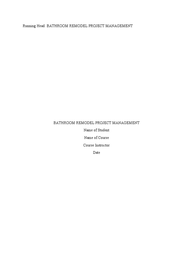 Project Management Bathroom Remodel | PDF | Project Management | Bathroom