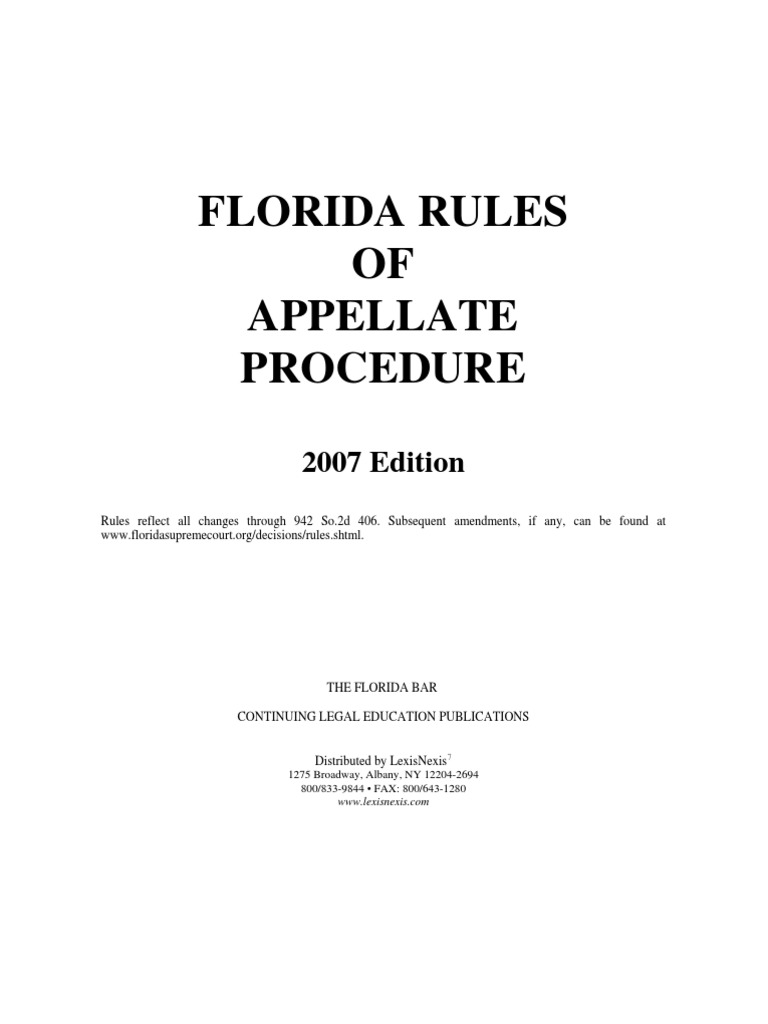 Florida Rules of Appellate Procedure PDF Certiorari Supreme