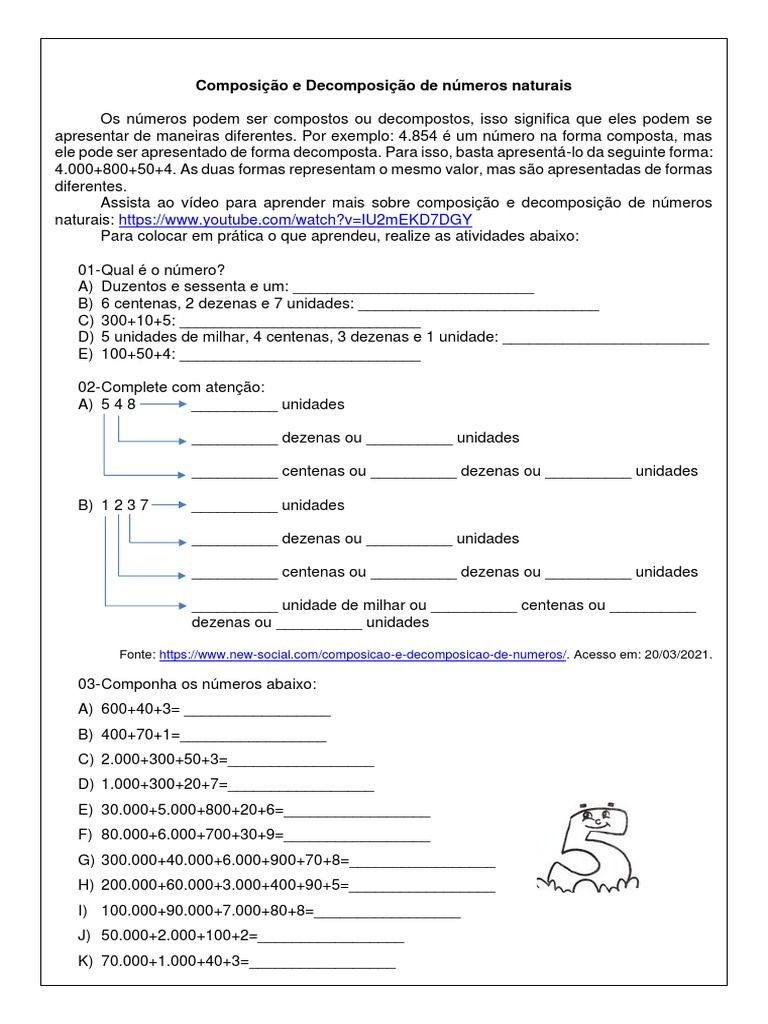 Composição e Decomposição de Números Naturais | PDF | Ensino de Matemática