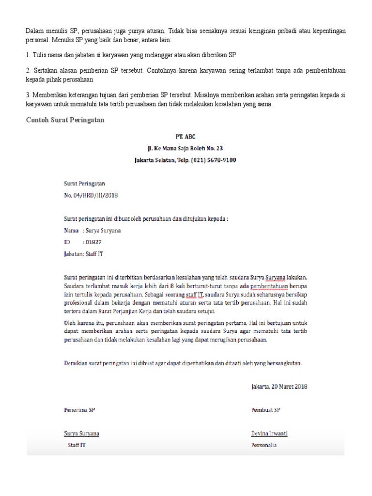 Contoh SP I | PDF