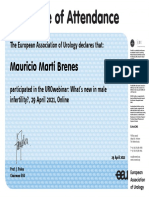 Certificate of Prof - Mauricio Martí Brenes of UROW290421.The European Association of Urology