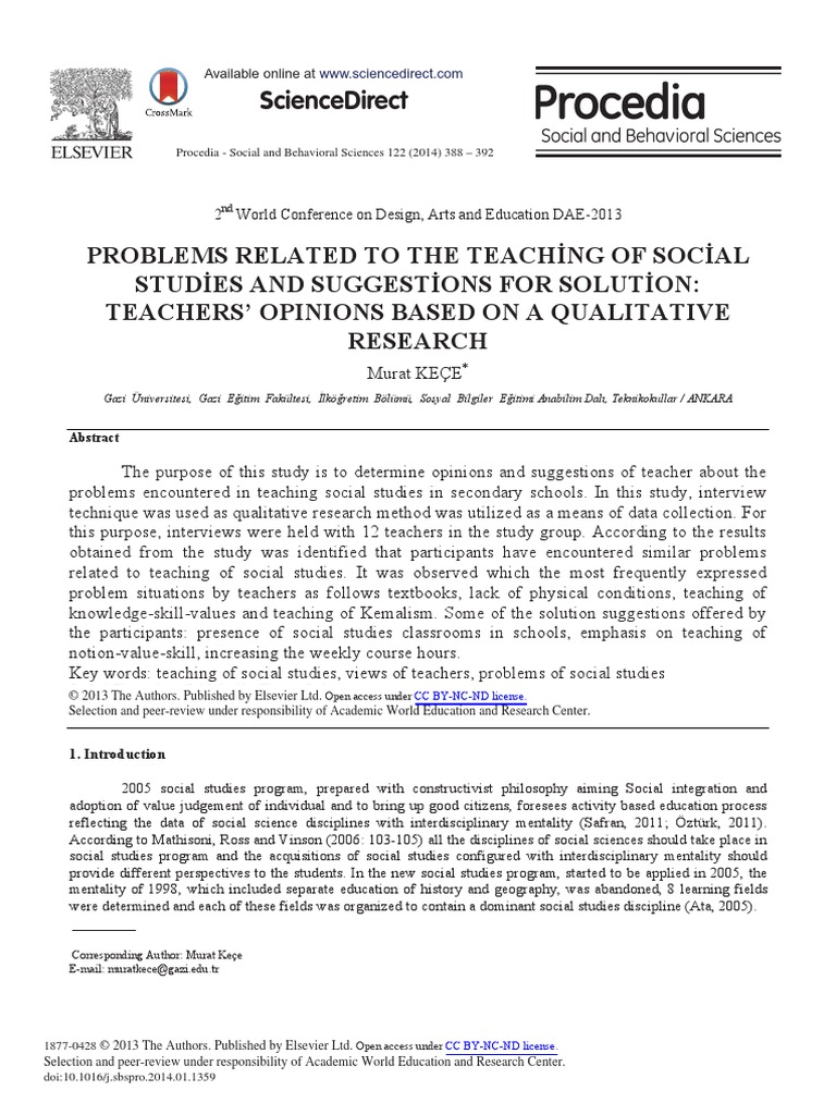 Problems Related To The Teaching of Social Studies | PDF ...