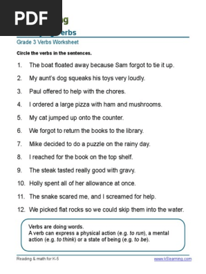 Grammar Worksheets For Grade 3 Verbs Grammar Worksheet For Grade 3