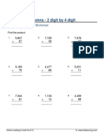 Multiply in Columns - 2 Digit by 4 Digit: Grade 4 Multiplication Worksheet