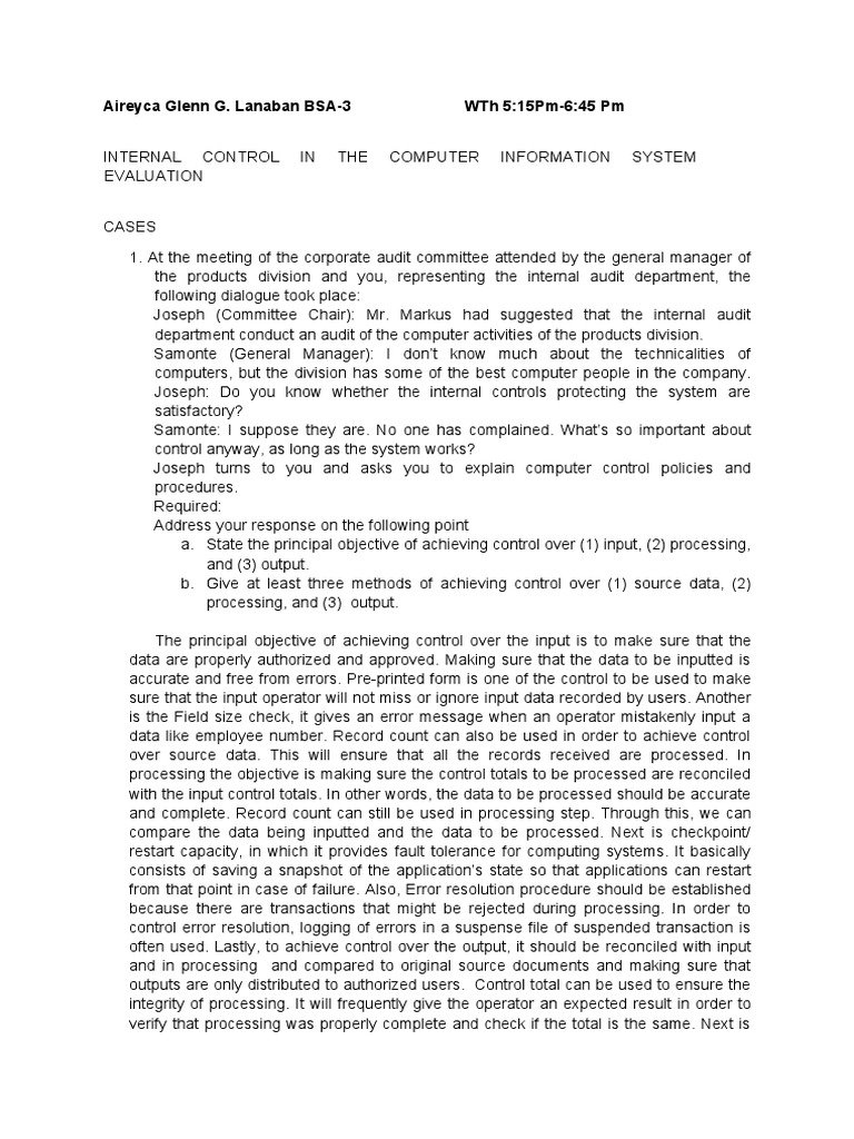 Internal Control Evaluation in IT Systems | PDF | Audit | Information ...