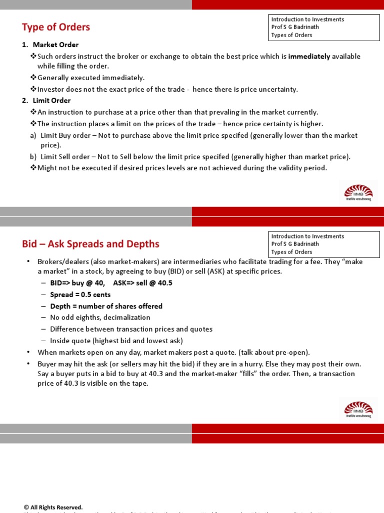 Introduction to Investment Order Types | PDF | Order (Exchange ...
