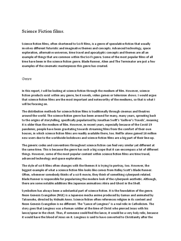 Science Fiction Films PDF Science Fiction Narrative