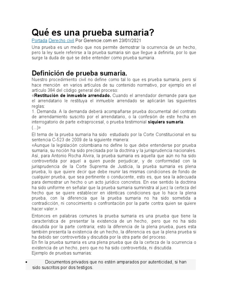 Que Es Una Sentencia Sumaria Puerto Rico
