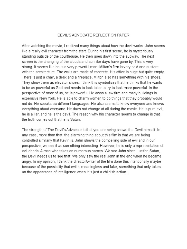 Devils Advocate Reflection | PDF