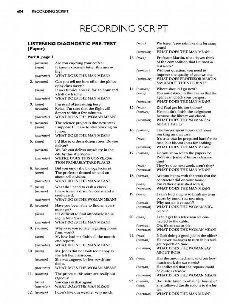 Listening Recording Script | PDF