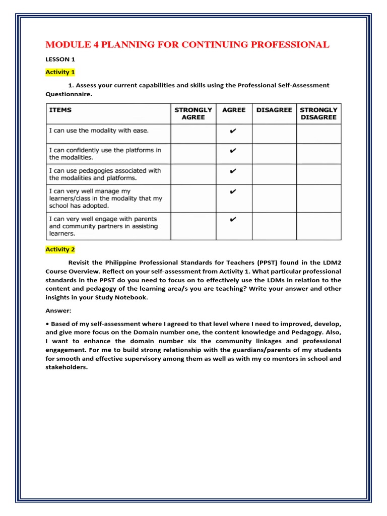 Module 4 Planning For Continuing Professional | PDF | Career & Growth ...