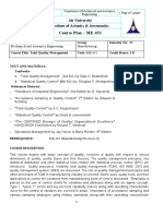 Course Breakdown ME 452 TQM Dated 16 Jan 2021 AU Version 2