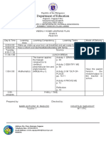 Weekly learning plan for Grade 8 students in CFPJ National High School