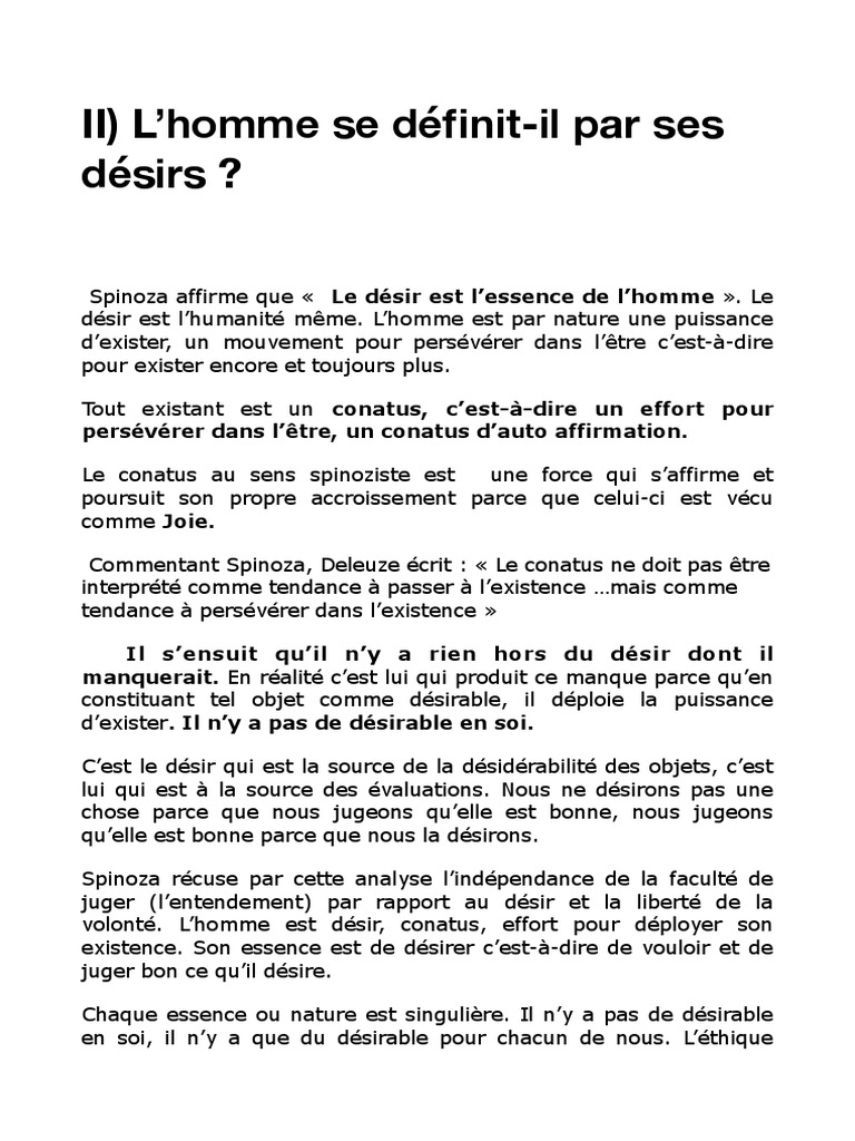 Le désir et le conatus chez Spinoza | PDF | Baruch Spinoza | Existence