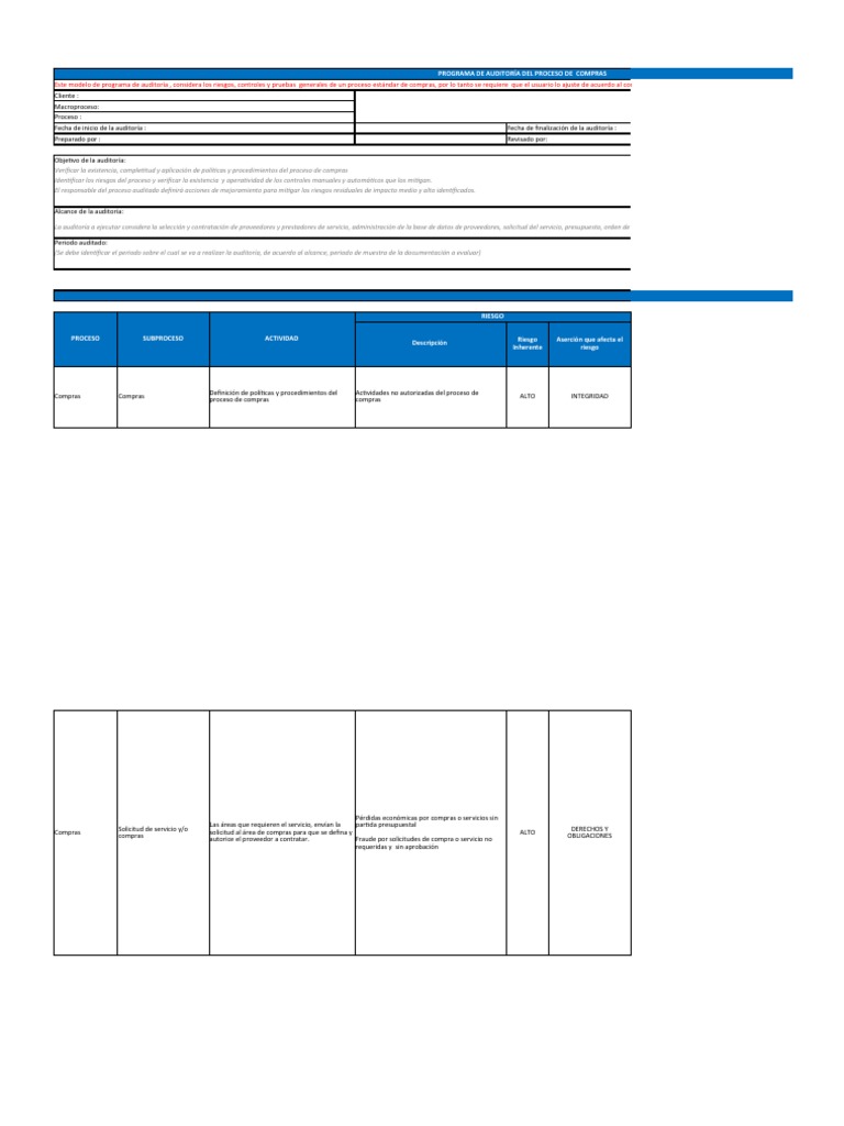 Programa de Auditoría de Compras | PDF | Auditoría | Contabilidad