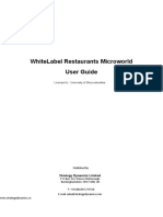 Whitelabel Restaurants Microworld User Guide: Licensed To: University of Gloucestershire