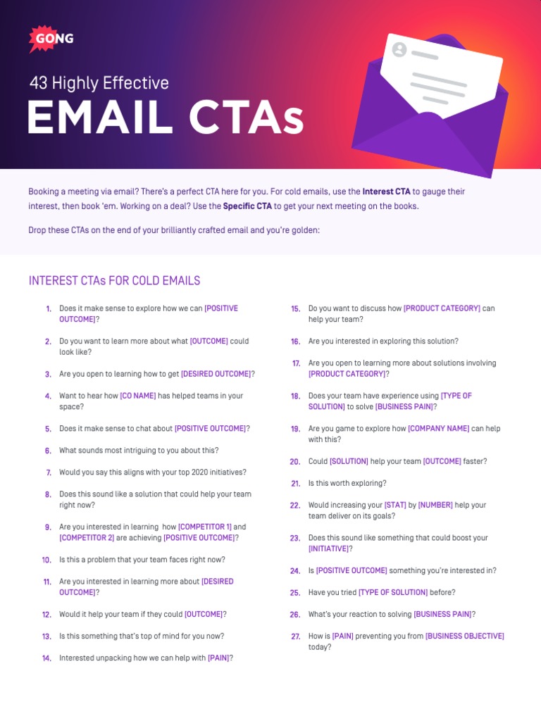 Effective CTAs for Cold Emails | PDF | Human Nature | Psychological ...