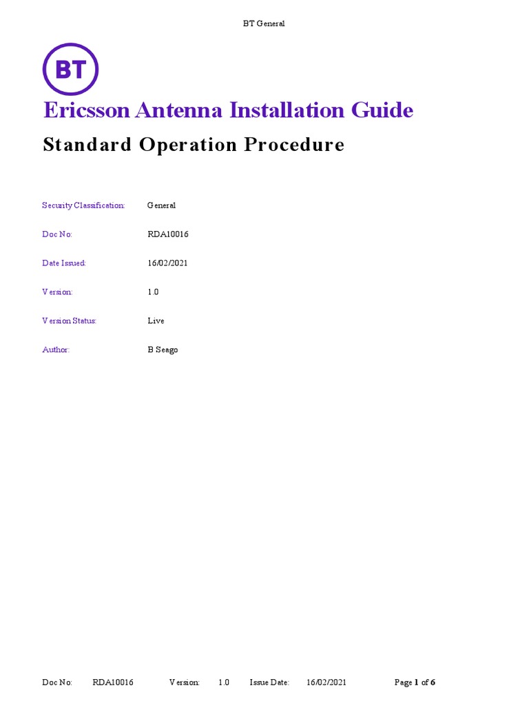 Ericsson Antenna Installation Guide | PDF | Computing