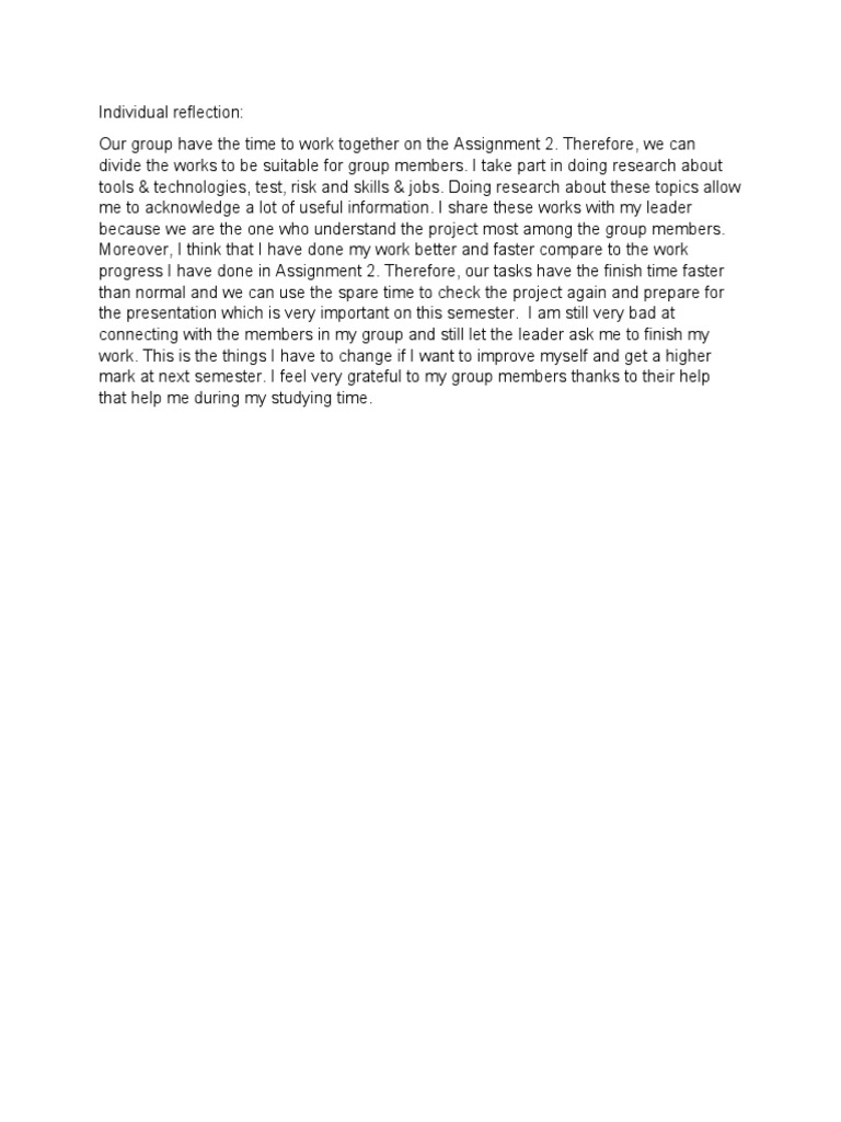 Individual Reflection | PDF | Career & Growth | Business