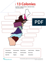 The 13 Colonies: Below Is A Map of The 13 Original Colonies. Label Each Colony With A Name From The Word Bank