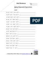 Simplifying Polynomial Expressions: Math Worksheets