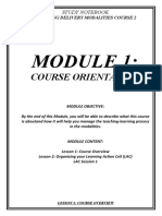 Study Notebook for Learning Delivery Modalities Course 2 Module 1