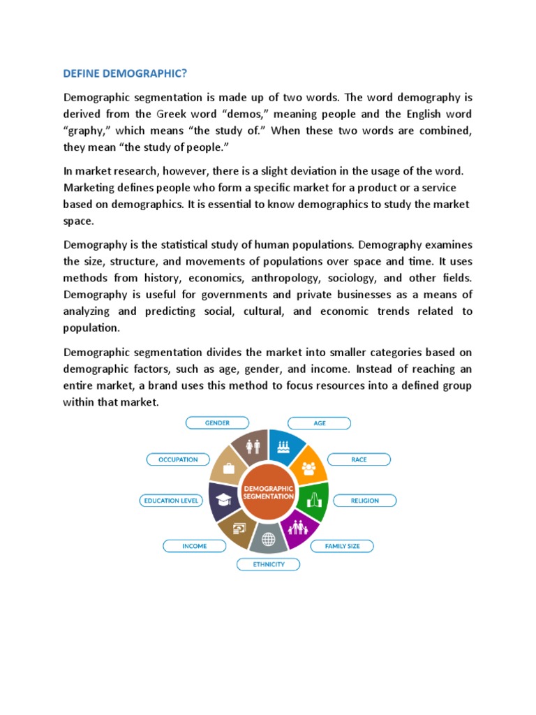 Define Demographic Pdf Market Segmentation Demography