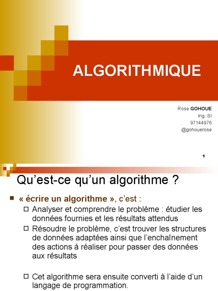 Introduction à l'algorithmique et aux algorithmes | PDF | Variable ...