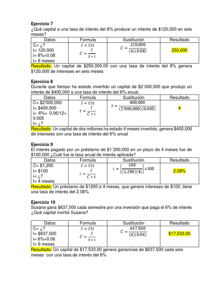 Cálculos de Interés y Capitales Financieros | PDF | Finanzas y dinero