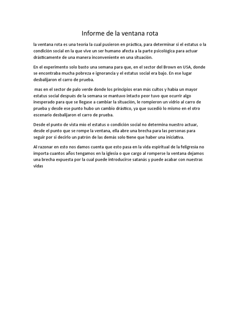 Informe de La Ventana Rota | PDF