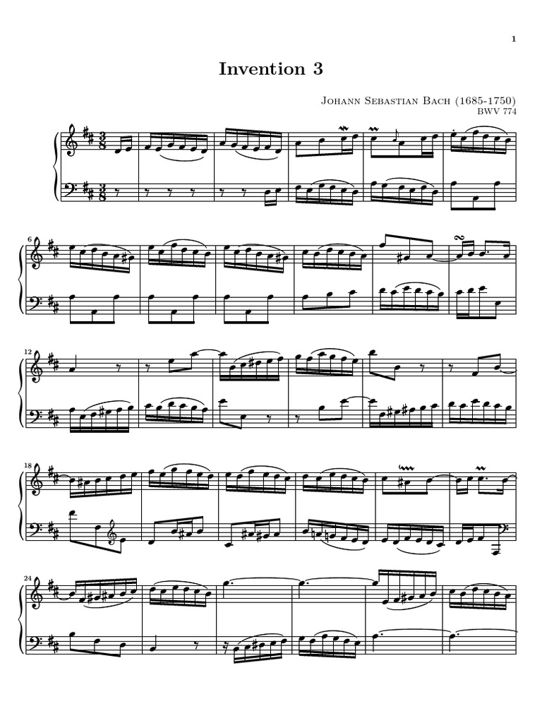 Bach Invention 03 | PDF | Familia de Bach | Johann Sebastian Bach