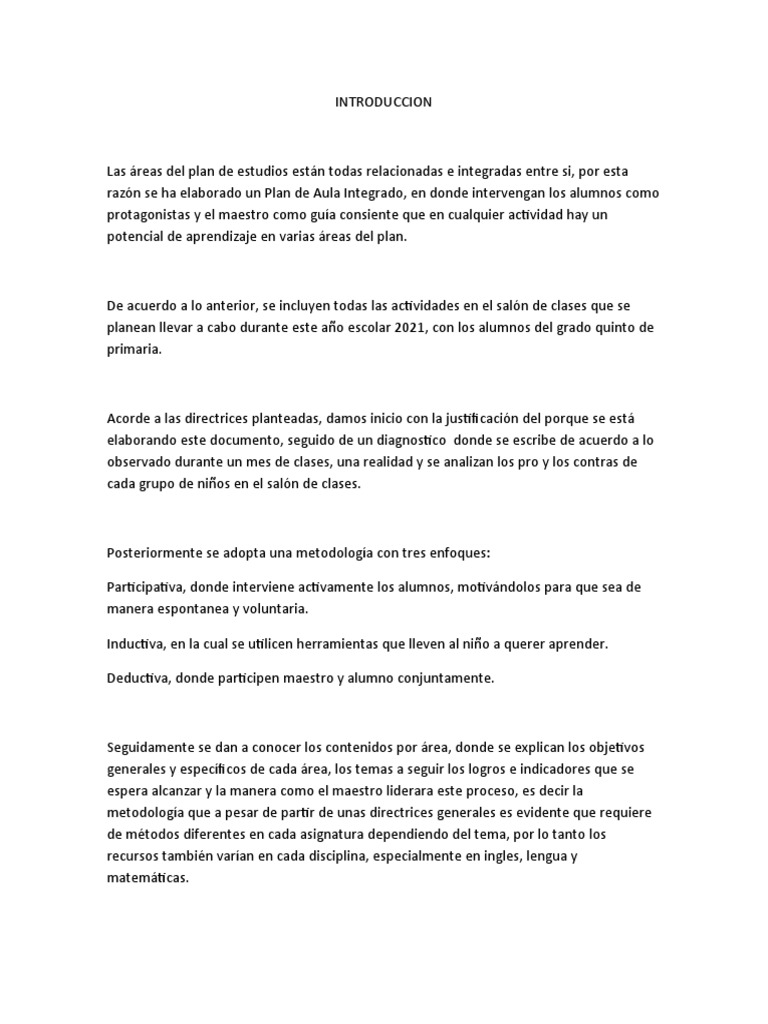 Plan de Aula Grado Quinto Isabu PDF Organismos Plantas