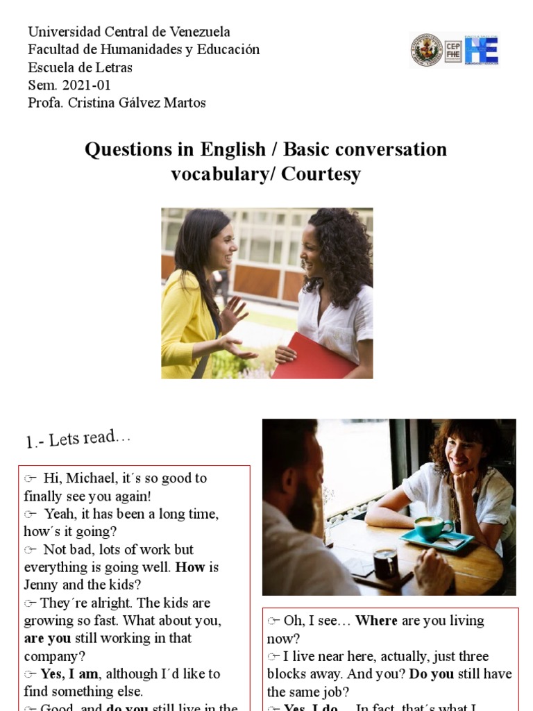 Courtesy Questions in Basic English | PDF | Verb | Question