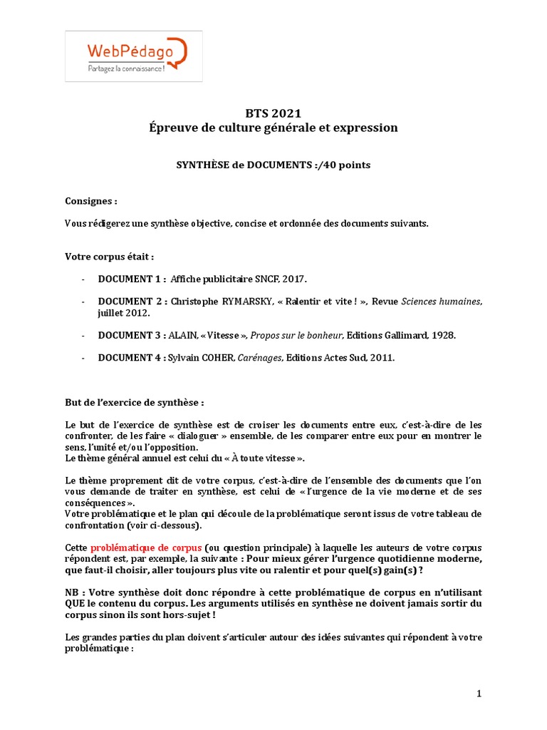 La Musique Bts Synthèse Corrigé BTS Culture G Correction | PDF | Bonheur | Modernité
