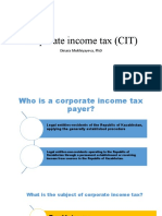 Сorporate Income Tax (Cit) : Dinara Mukhiyayeva, Phd