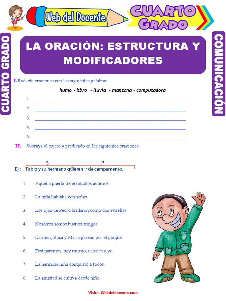 Estructura de Las Oraciones para Cuarto Grado de Primaria | PDF