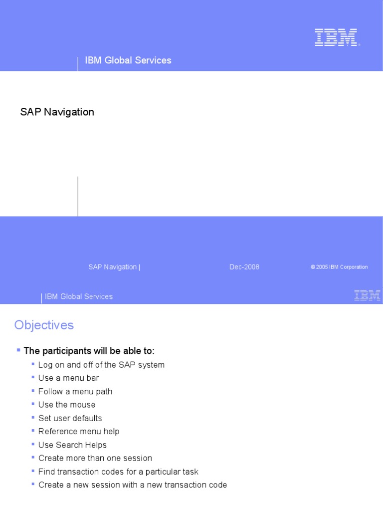 IBM Global Services SAP Navigation PDF Menu Computer