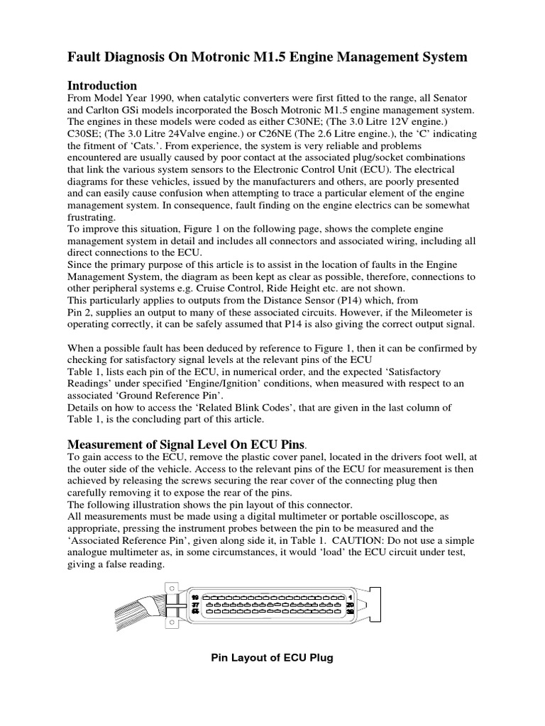 Motronic 1.5 Engine Management Codes PDF Electrical Connector