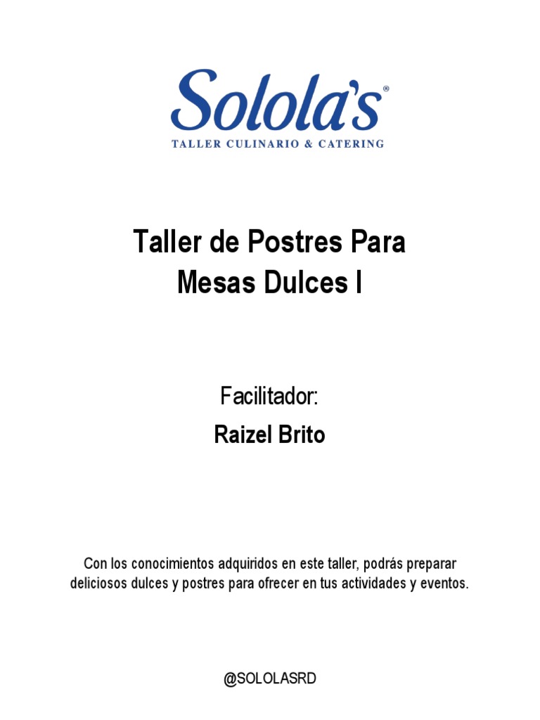 Recetario Taller De Postres Para Mesas Dulces I Pdf Postres Galleta