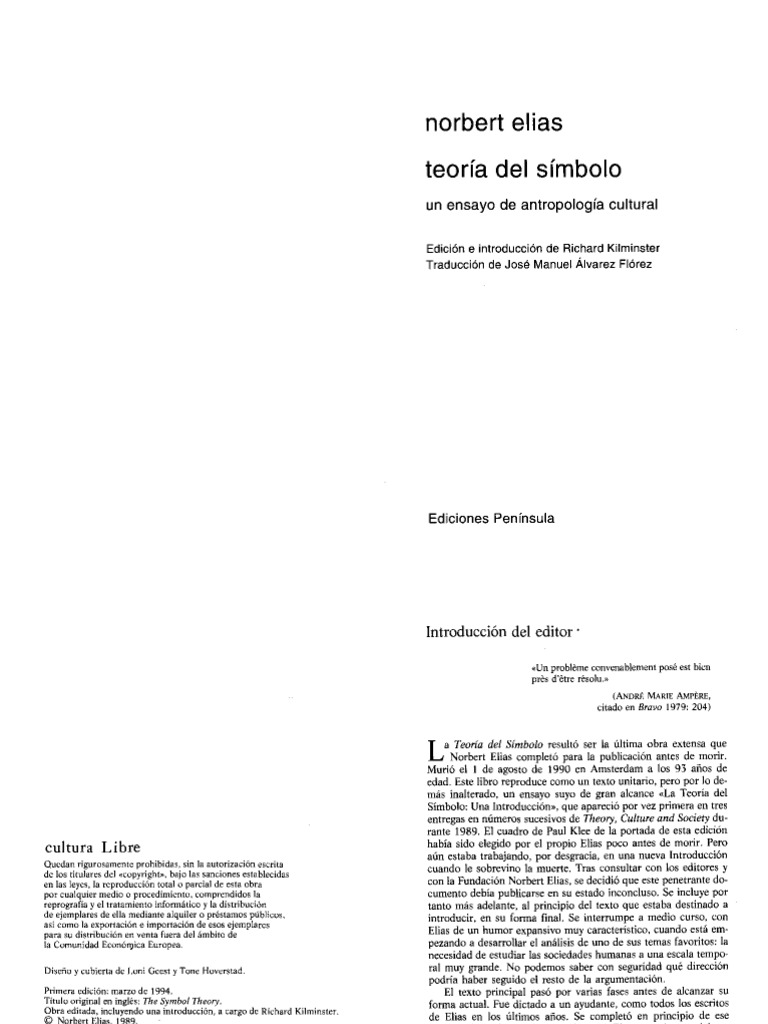 Elias, Norbert - Teoria Del Simbolo | PDF | Sociología | Science