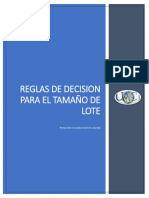 Reglas de Decision para El Tamaño de Lote